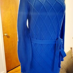 Blue Knit Sweater Dress
